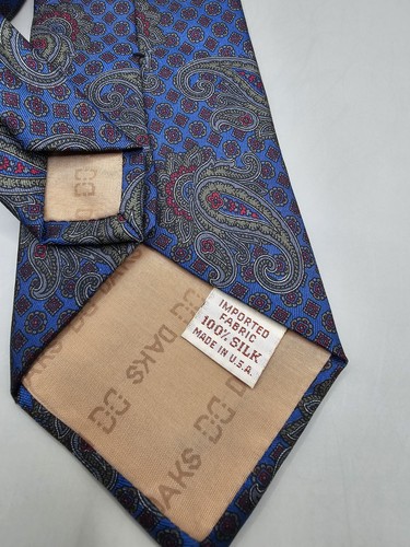Corbata para hombre DAKS 100 % seda multicolor patrón cachemira corbata hecha en EE. UU. - Imagen 5 de 6