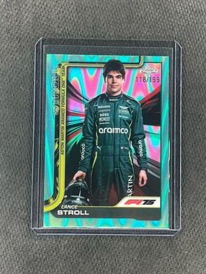 2025 Topps Chrome F1 LANCE STROLL Aqua RayWave Refractor /199 #10 Portrait
