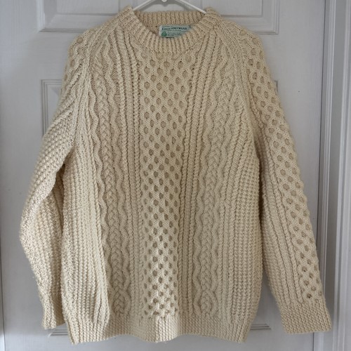 Kelly Knitwear Pullover Damen L Creme Aran Irish Knit Fischer Wolle Irland - Bild 5 von 7