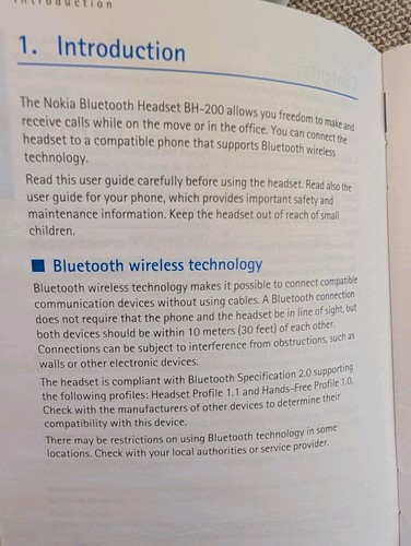 Nokia BH200 Wireless Bluetooth U Fark Ear Hook Headset HS 58w Original Earphone - Picture 11 of 22