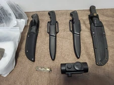 4 VINTAGE COLD STEEL CARBON  KNIFE 4.5" Blade / Sheath PLUS,RED DOT SCOPE,MASK!!
