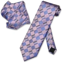 Antonio Ricci NeckTie Handkerchief Purple Blue Black Pattern Mens Neck Tie Set