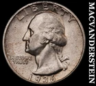 1936 Silver Washington Quarter - Scarce  High Grade  Lustrous  #i6421