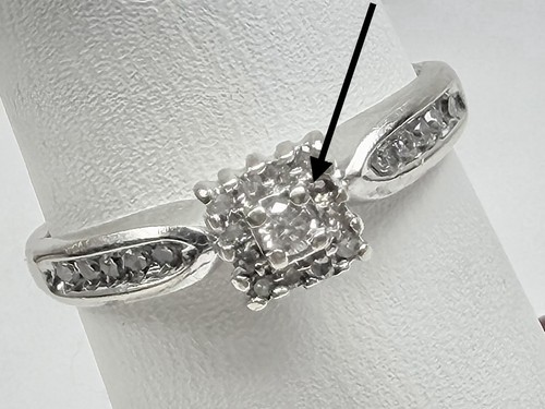 14K Weißgold 1/4 TCW Diamant Quadrat Halo Verlobungsring Größe 7,5 Ring - Bild 9 von 9