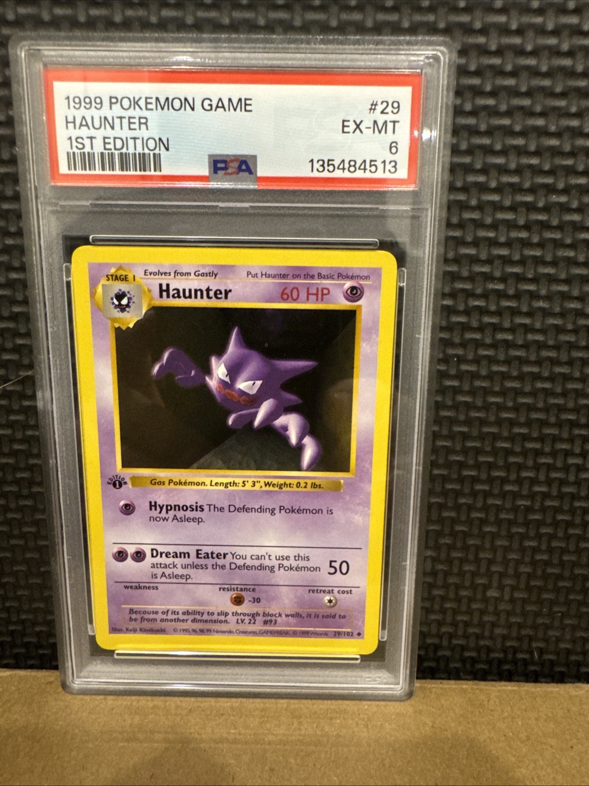 1999 Base Set 1st Edition Rare Haunter Pokémon PSA 6 29/102