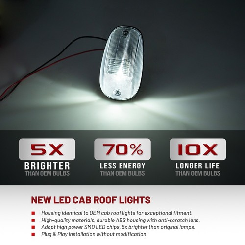 Dodge Ram 1500 2500 3500 White Roof Cab Clearance Light Kit Mopar OEM w/ Cable - Picture 3 of 9