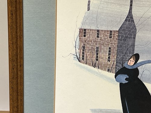 P Buckley Moss Winter Skater Print 1983 Framed Double Matted Signed #69/1000 VTG - Picture 6 of 24
