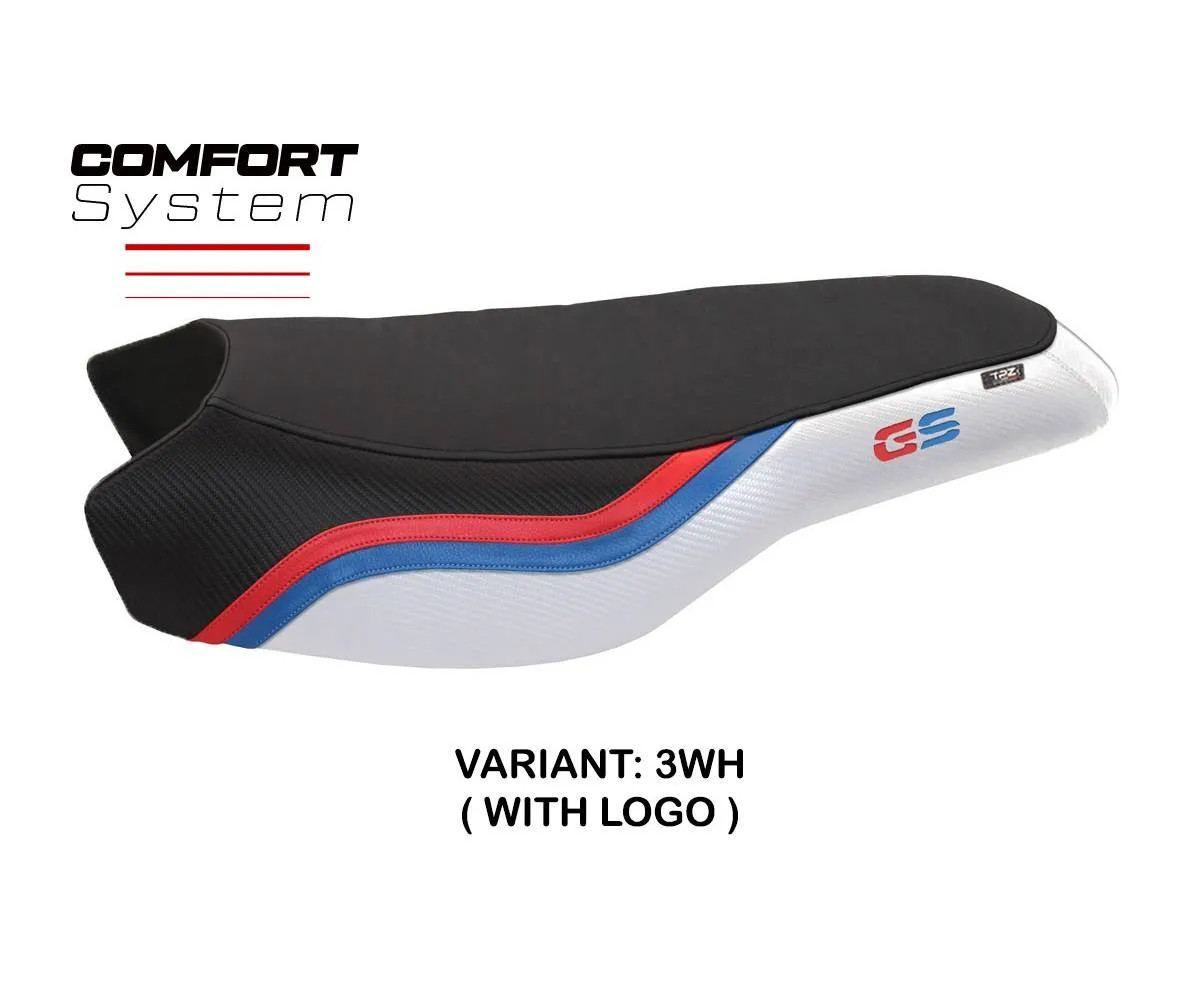 Seat cover Bonn 2 Comfort White + logo Tpz comp BMW R 1200 GS RALLYE 2017 2026