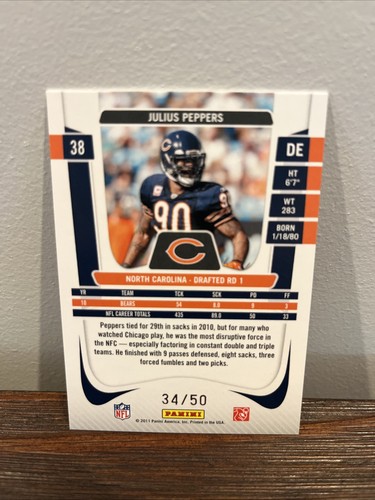 2011 Panini Prestige Xtra Points JULIUS PEPPERS #38 🔥 /50 Chicago Bears - Picture 2 of 4