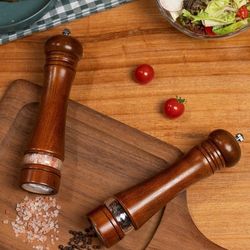 2-Pack Cooking Salt Pepper Grinder/Mill Set Wood Visible Adjustable Coarseness % - Bild 6 von 18