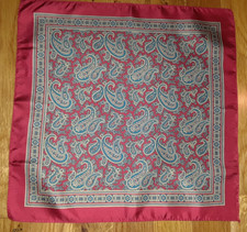 Red Blue Paisley 100 Silk Pocket Square 13"