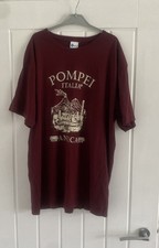 Mens Pompei Italia Antica T-Shirt - Size 3XL - Maroon Red - Pompeii Souvenir VGC