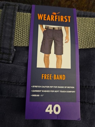 WearFirst Herren 11" Schrittlänge klassische Passform freies Band Cargoshorts marineblau oder grau NEU - Bild 18 von 34