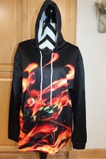 Anime Hoodie Bright Color Sweatshirt Novelty Orange Pattern Size Medium