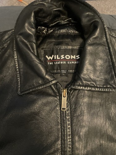 Vintage Wilson’s Leather Black Jacket 1986 READ Large Size L - Picture 3 of 22