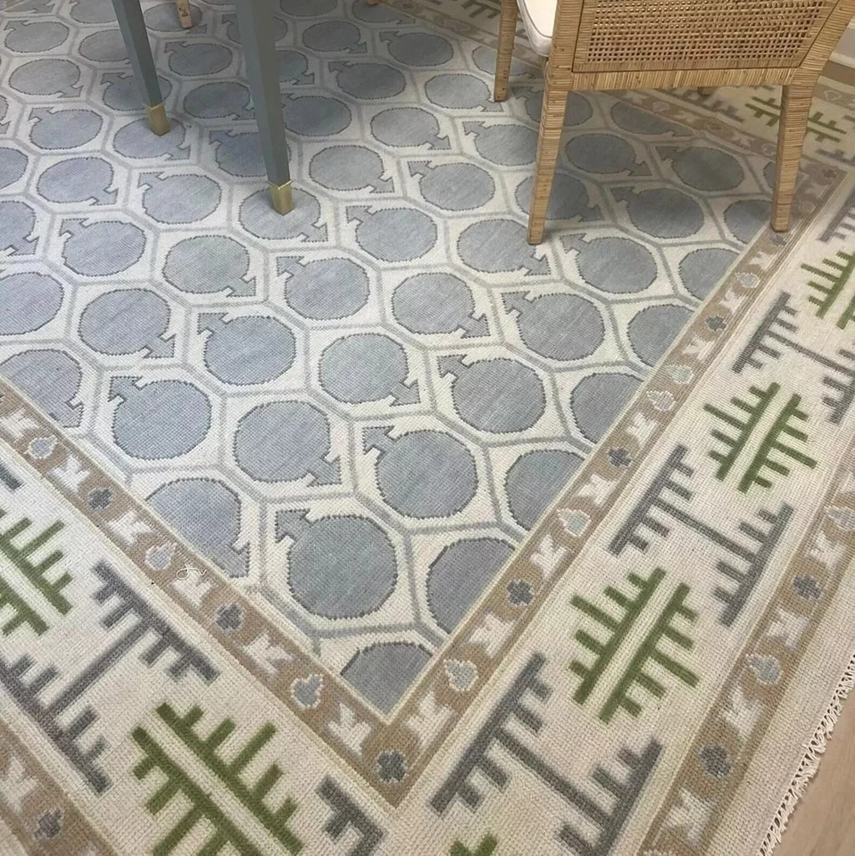 Alfombras orientales Oushak anudadas a mano gris apagado alfombras de lujo para sala de estar dormitorio Foto 3 de 4