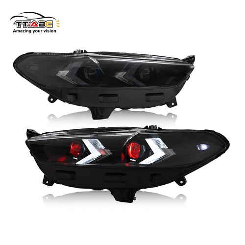 Full LED Headlights For Ford Fusion 2013-2016 Halogen Upgraded W/Red Demon Eyes - Picture 19 of 24
