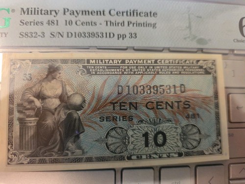 Korea War-US Military Payment Certificate 5 Cents PMG 63 EPQ UNC Series 481 - Picture 5 of 8