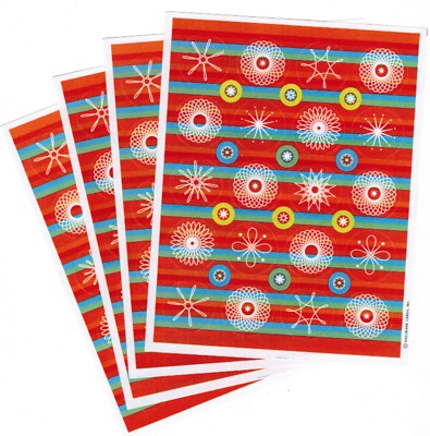 4 Sheets Hallmark Spiral Spirograph Geometric Shapes Scrapbook Stickers!