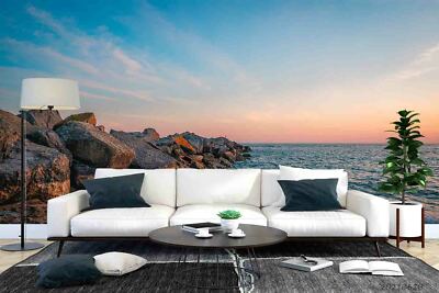 3D Sunset Sky Sea Rock Self-adhesive Removable Wallpaper Murals Wall 74