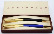 Eversharp 1604 Twin Pencil Set (1940s) - Blue & Black, 1.1mm, Gold Caps (New)