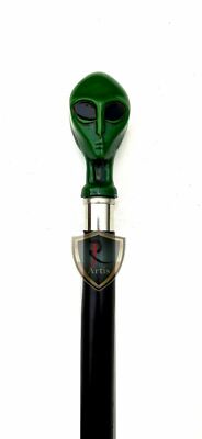 Wooden Walking Stick Alien Style Head Handle with Three Fold wades cane ...