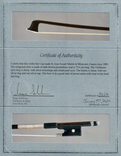 A very fine French certified violin bow made by Jean Joseph Martin ca. 1880.