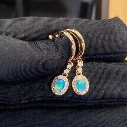 Oval Cut Simulated Fire Opal Pretty Drop/Dangle Earrings In 14k Rose Gold Plated - Picture 7 of 7