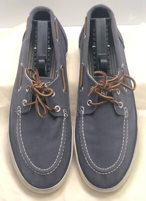 Ralph Lauren Polo Sander Boat Shoes Blue Canvas Lace Up Deck