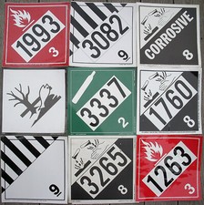 ⭐️ 9 Window PLACARD Truck Signs Stickers LABELMASTER Corrosive Flammable HAZZARD