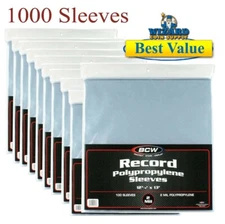 1000 BCW 33 RPM Record Sleeves Plastic Outer LP Cover Bag Album Protection 2 Mil