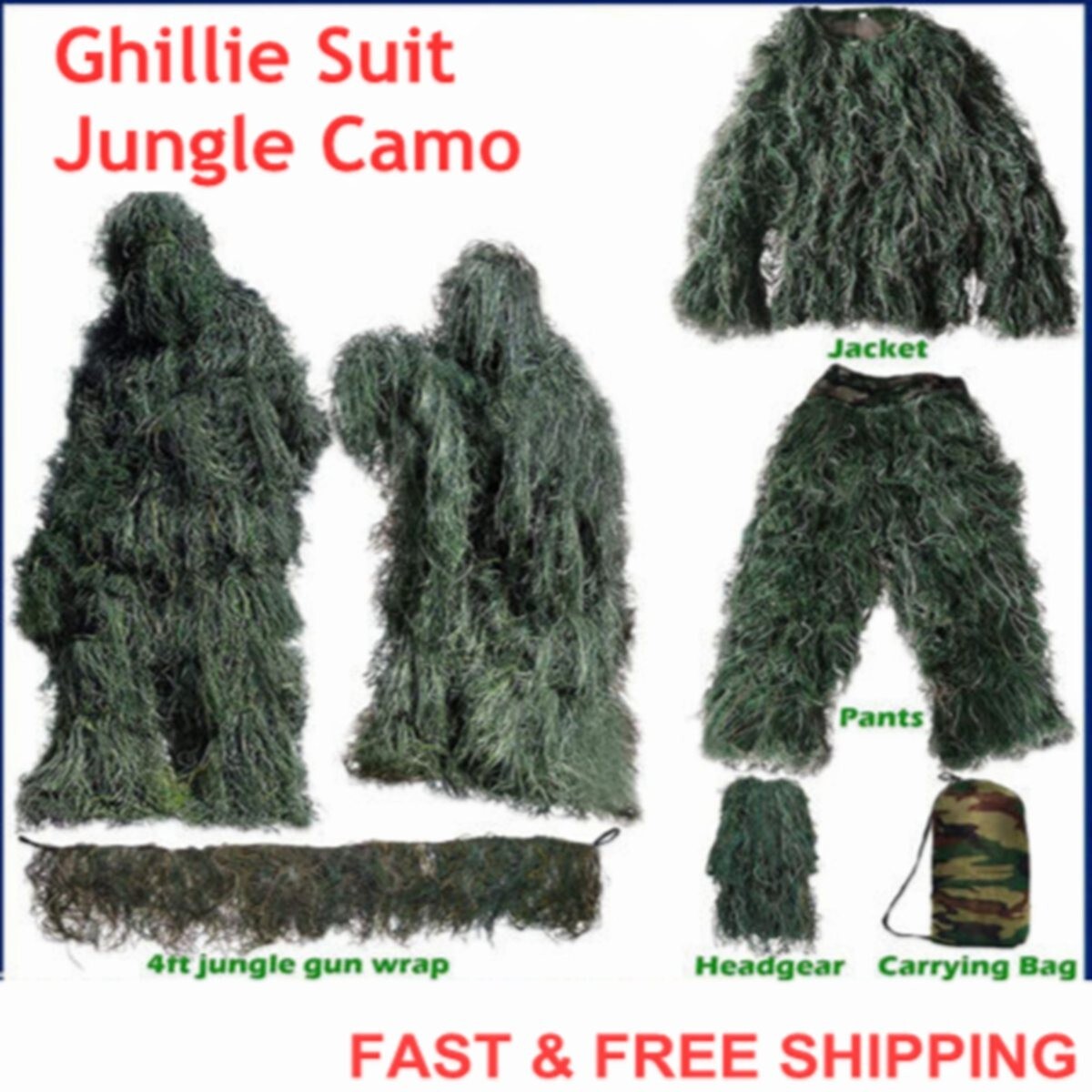 Jungle Fluff Woodland Camouflage Ghillie Suit Sniper Jungle Camo Hunting Suits