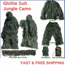 Woodland Camouflage Ghillie Suit Sniper Jungle Camo Hunting Set for Adult