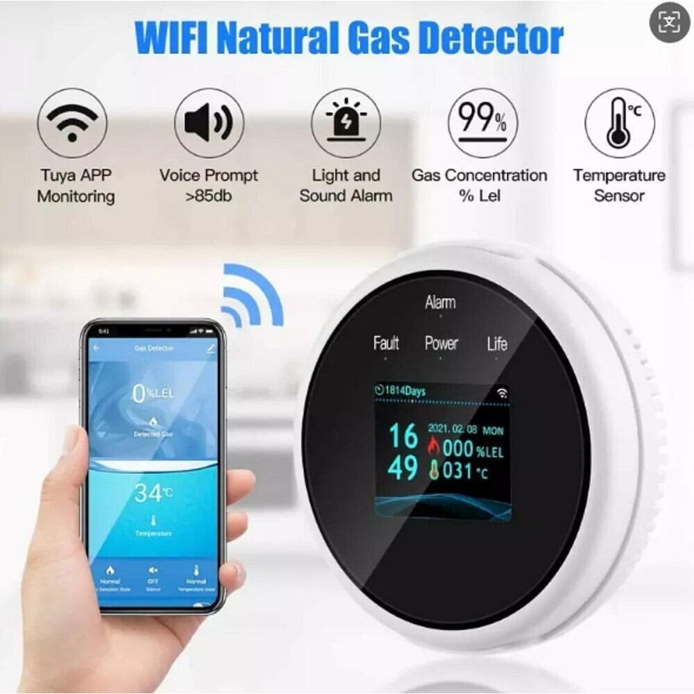 WIFI Smart Natural Gas Alarm Sensor Gas Leak Detector - Tuya APP Control
