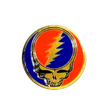 Grateful Dead Steal Your Face Round Metal  Sticker /Decal Sm.  1. 1/4"  Round