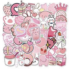 50PCS Cute Stickers for Water Bottles Waterproof Vinyl Kawaii Aesthetic Pink