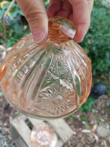 ANTIQUE RARE PINK DOME COVERED BUTTER DISH FLORAL SAWTOOTH DEPRESSION GLASS 2PC - Picture 5 of 24