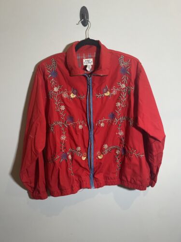 Vintage Koret City Blues Jacket Womens XL Red Flor