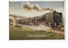 Ich komme - Dampflokomotive - Eisenbahn Zug - Ansichtskarte - zirkuliert - 1966