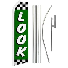 "LOOK" Advertising Super Flag & Pole Kit green check