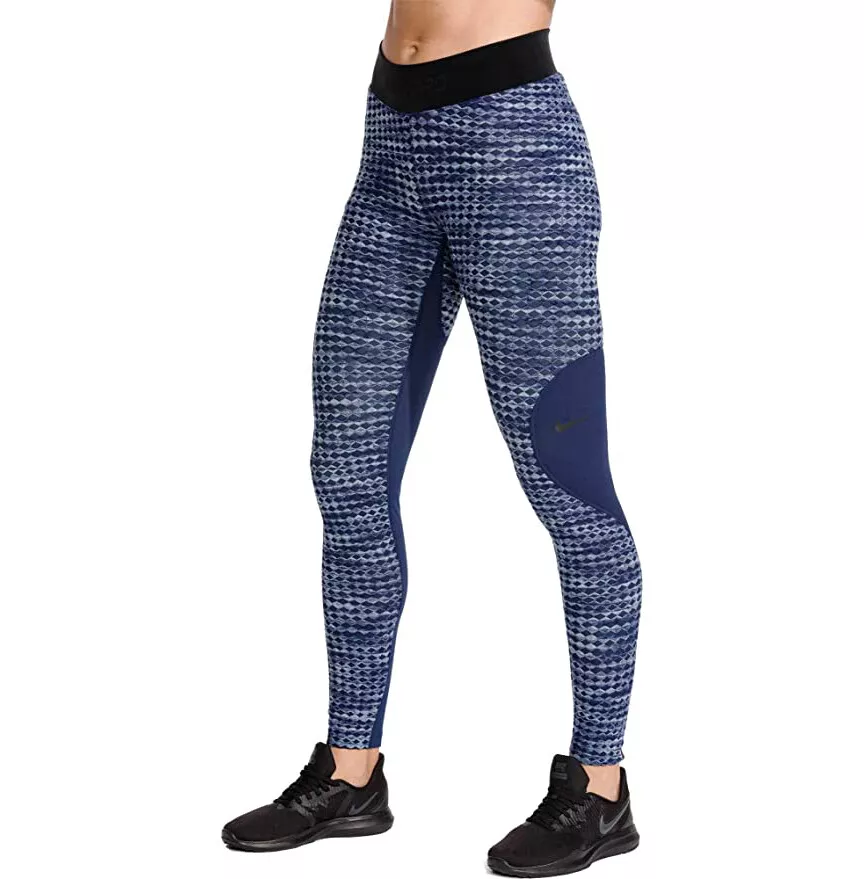 Nike Pro HyperWarm Women's Training Tights Navy Blue Knit Sz S