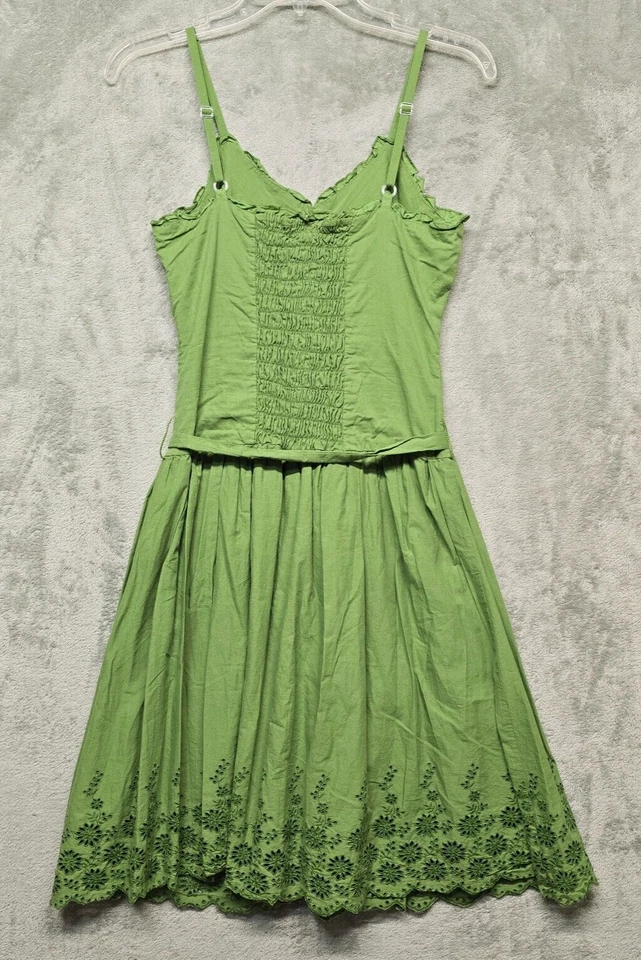 Vestido vintage dELiA*s para mujer junior talla 3/4 verde con ojales florales ajustados Foto 2 de 4