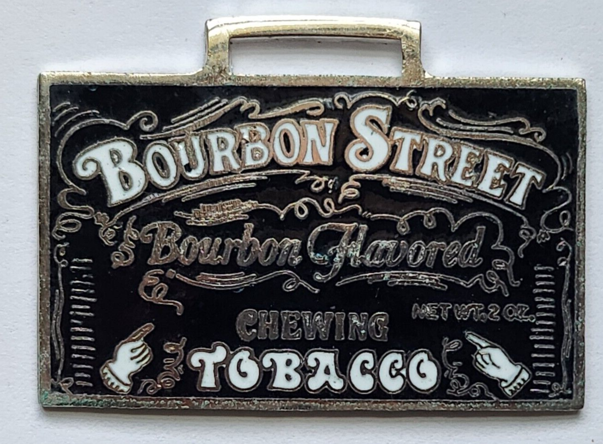 Vintage Bourbon Street Bourbon Flavored Chewing Tobacco Cloisonne Watch Fob 
