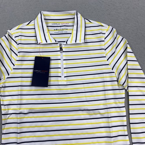 Lohla Sport Polo Shirt Womens Small White Yellow Long Sleeve 1/4 Zip Performance - 第 2/9 張圖片