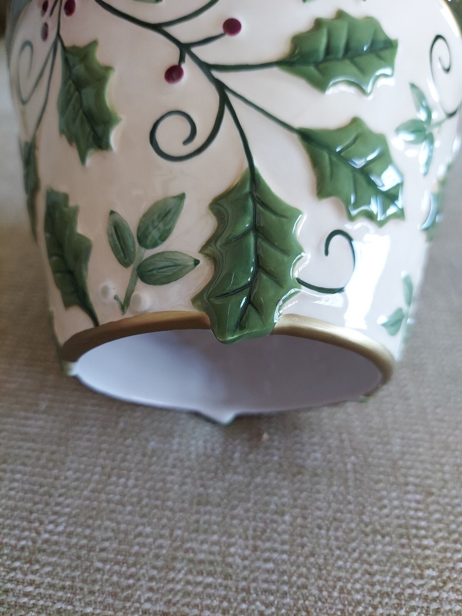 Abat-jour Yankee Candle En Verre Craquelé - Design Holly Winter Berries, 4" X 5.25", Neuf En Boîte