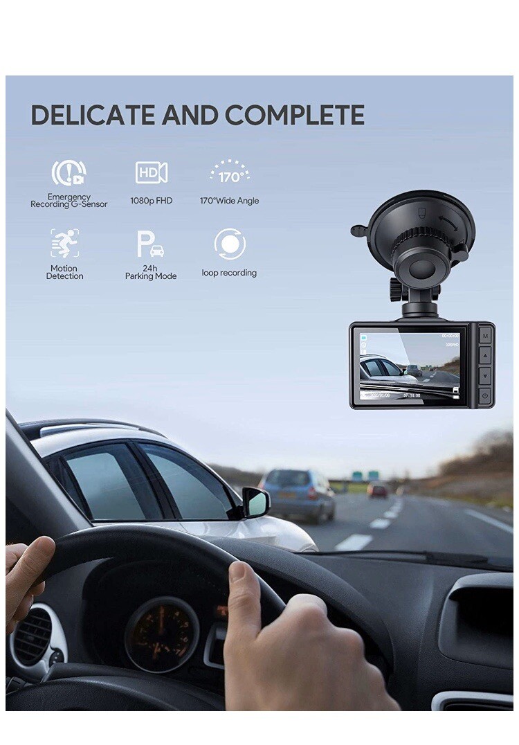 Dash Cam 1080P FHD BluVolt Builtin Battery Car Camera 170° WideAngle