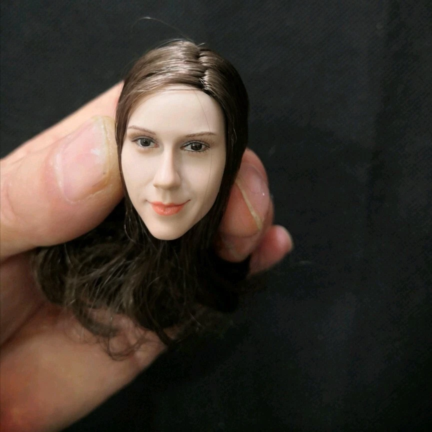 1/6 Girl Head Sculpt Brown Hair Carved PVC Model Toy For 12in Soldier Figure Toy - Image 3 of 4