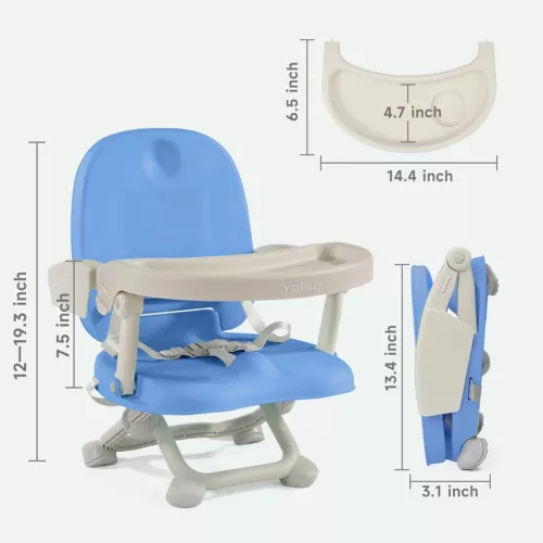 Travel Booster Seat w/ Tray Adjustable Folding High Chair Children Baby Armchair - Picture 51 of 78