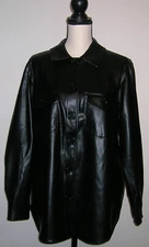 Women's Top Shacket Shirt-Jacket Hybrid Faux Leather