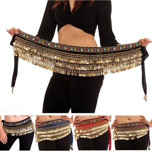 Fashion Golden Coin Belly Dance Hip Scarf Wrap Belts Dancer Skirt Costume Belt